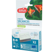 Хранителни блокчета за риби Zolux BLOCS VACANCES X 2 предназначени да осигурят хранене на вашите рибки по време на отсъствия, като например ваканции или почивки.